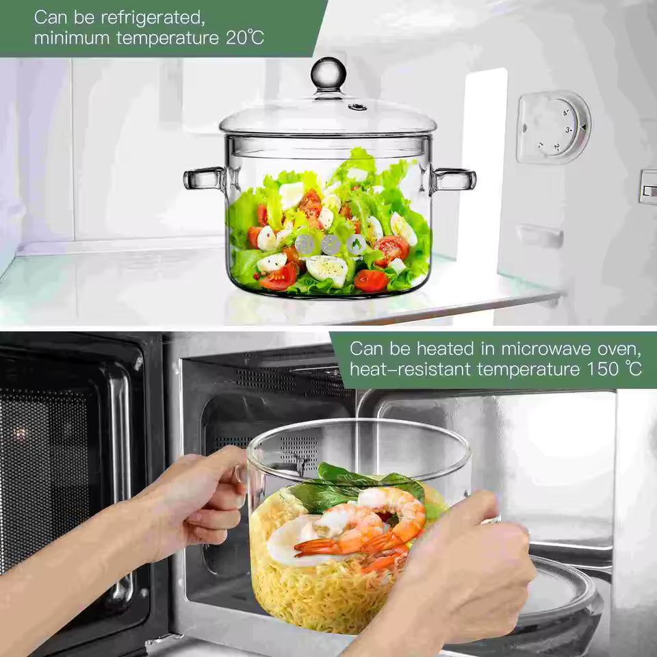 Olla de Vidrio Antiadherente y Resistente al Calor GlassCook Pro